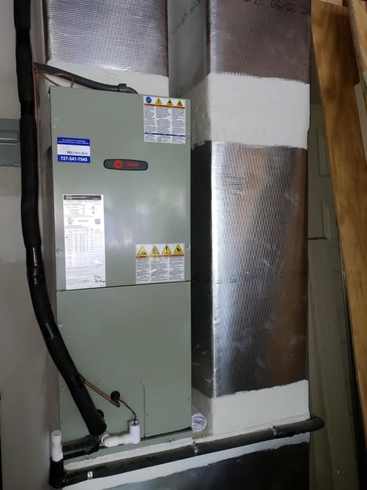 Trane air handler installation by Metro-Air